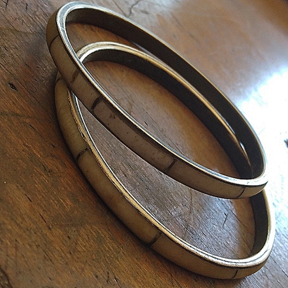 Brass & bone bangle bracelets